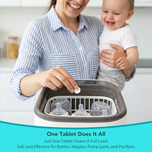 180PCS Bottle Washer Tablets, Plant-Based Detergent Tablets Compatible with Baby Brezza, Momcozy, Grownsy, Papablic and All Baby Bottle Washers, Removes Milk Residue & Odor from Bottles & Pump Parts