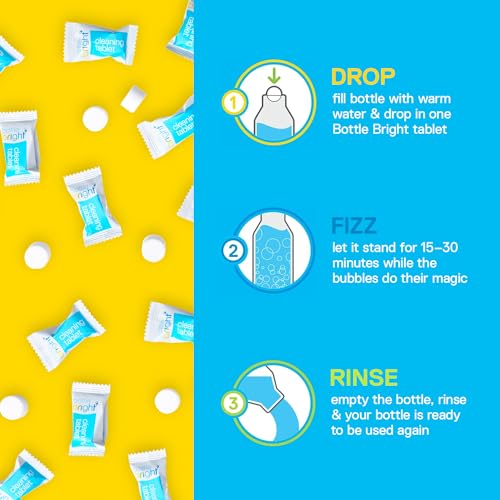 Bottle Bright Cleaning Tablets 12, 36, 78 Count – Water Bottle Cleaner for Stainless Steel, Tumblers, Thermos | Removes Coffee Tea Stains, Eliminates Odors, Easy and Safe Cleaning - size: 12 Count (Pack of 1)