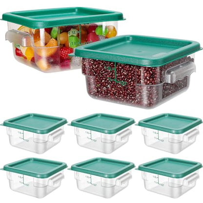 Lallisa 8 Pcs 2 Quart Food Storage Containers with Lids Clear Square Polycarbonate Marinating Container Dough Bucket with Lid(Green) - color: Green