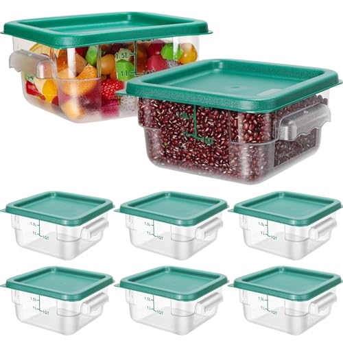 Lallisa 8 Pcs 2 Quart Food Storage Containers with Lids Clear Square Polycarbonate Marinating Container Dough Bucket with Lid(Green) - color: Green