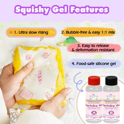Taba Squishy Making Kit Ultra Slow Rising Soft Cream Gel Flex Rubber Liquid Silicone 3.5oz Pack - color: Soft Cream