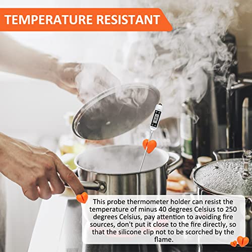 2Pcs Candy Thermometer Pot Clip Holder, Coldairsoap Silicone Non-Scratch Pot Clip, Universal Barbecue Temp Probe to Measure Temperature of Oil, Deep Fryer and Cooking Melting