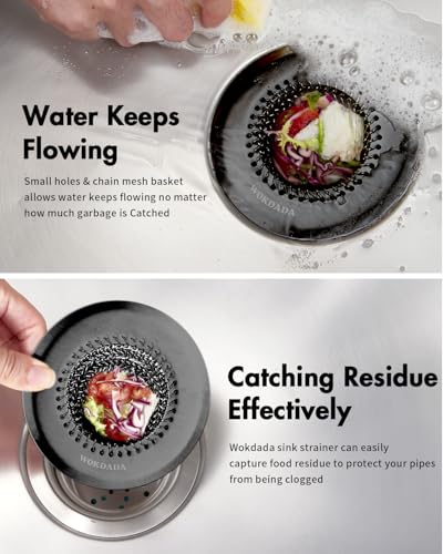 Sink Drain Strainer, Reversible Mesh Sink Strainer with 304 Stainless Steel, Wokdada Revolutionary Anti-Rust Kitchen Sink Drain Strainer for Garbage Disposal Food Catcher (Black) - color: Dark Strainer