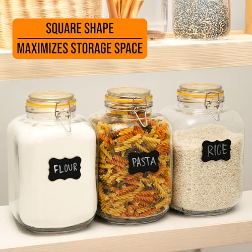 Glass Jars with Airtight Lids Food Storage Jars Leak Proof Canisters with Clear Preserving Seal Wire Clip Fastening for Kitchen Canning Pickling [1 Gallon]