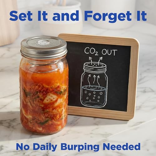 Ultimate Fermentation Kit to Make Probiotic Vegetables: Sauerkraut, Kimchi, Pickles w/FREE Digital Guide, 3 Fermenting Springs & Venting Lids for Easy Pickling in Wide Mouth Mason Jars (Not Included)