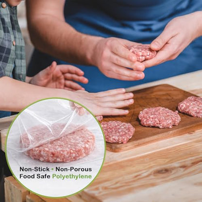 2000 Count 6" x 10.75" Plastic Freezer Sheets Freezer Wrap for Meat Food Non-Stick Non-Porous Polyethylene Wrap for Freezing Meat Fish Cheese Storage Separating BBQ Hamburger Patty