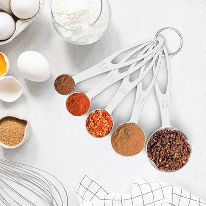 5pcs Measuring Spoon Set, Heavy Duty Stainless Steel Measuring Spoons for Cooking Baking, Tablespoon Teaspoon for Dry or Liquid Ingredients, Fits in Spice Jar, 1/4 1/2 1 tsp, 1/2 1 tbsp - size: 5pcs