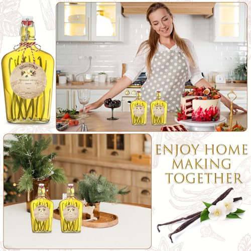 Uiifan 2 Pack 16 oz Vanilla Extract Bottles with Swing Top Flask Whiskey Pocket Clear Glass Flask for Homemade Vanilla Extract Lemon Kombucha Water Apply Christmas Wedding Gift (Clear) - color: Clear, size: 16oz