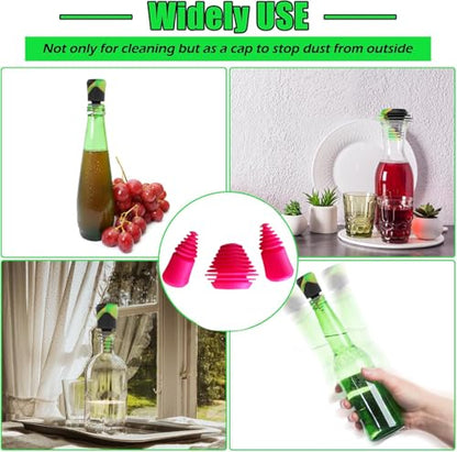 Green Piece® three Silicone Pink Cleaning plugs + stoppers Preserver Cap Airtight Bottle Plug Odor Proofing Glass, Plastic and Silicon Pieces - style: 3 Pink Plugs