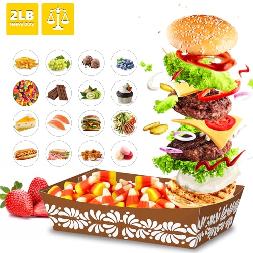 No Folding Required 50 Pack 2Lb Cielito Lindo Party Decoration Mexican Snack Trays Platos De Barro Mexicanos Terracotta Clay Pottery Disposable Trays Nacho Popcorn Food Container for Mexican Party