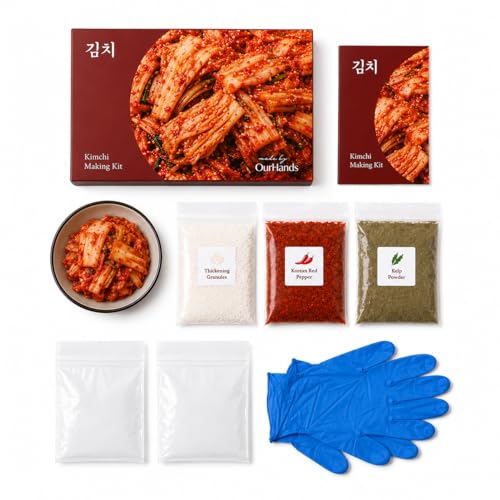 Kimchi Making Kit By OurHands - Fermentation Kit to Make Your Own Vegan Kimchi With Seaweed, Korean Pepper Flakes and Recipes