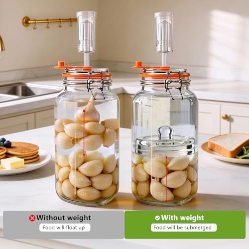 2 Pack 64oz/2L Glass Fermenting Jars with Airlocks & Weights – 3.3" Wide Mouth Sauerkraut Jar Set for Pickles, Kombucha, Kimchi – Complete Home Fermentation Kit for Beginners