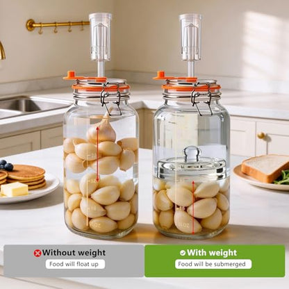 2 Pack 64oz/2L Glass Fermenting Jars with Airlocks & Weights – 3.3" Wide Mouth Sauerkraut Jar Set for Pickles, Kombucha, Kimchi – Complete Home Fermentation Kit for Beginners
