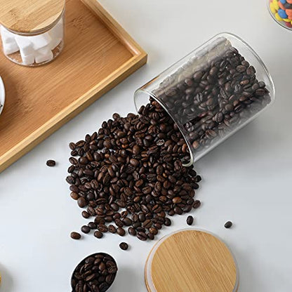 umieo Glass Food Storage Containers with Bamboo Lids Large Glass Food Storage Jars for Coffee Bar Tea Sugar (‎Clear Glass) - color: 27 OZ