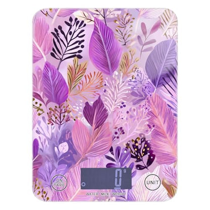 Food Scale Kitchen Scale for Baking Cooking Digital Food Weighing Measuring Scale Small Waterproof Electric Food Scale Boho Pink Leaf - color: Boho Pink Leaf