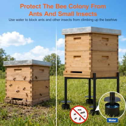 Adjustable Metal Bee Hive Stand,Ant-Proof & Insect-Proof Design Beehive Stand, Adjustable Width (12” - 20”) Fits 8-10 Frame Hive Holder for Beekeeping
