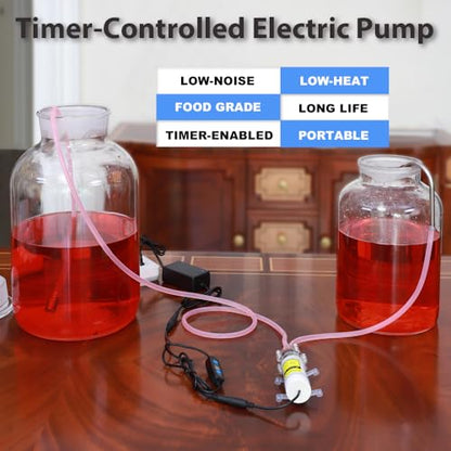 Electric Water Transfer Pump Kit 100-240V With Timer Control for Ice Maker Coffee Machine Water Cooling,Food Grade Auto Siphon Self Priming Pump for Bottling Wine,Beer and Kombucha,2L/Min,Low Noise - color: White-with Timer Controlled