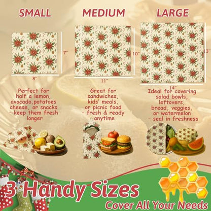5PCS Christmas Beeswax Bread Bags Set – 2 Reusable Bread Bags + 3 Wax Paper Sheets,Eco-Friendly Beeswax Wraps for Food,Homemade Sourdough,Cheese,Snacks & Fruit,Holiday Gift for Bakers Kitchen Lovers - color: Bread Bags-Christmas