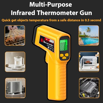 FKM Infrared Thermometer Gun Non-Contact Laser Temperature Gun -58°F~986°F | (-50°C~530°C) Adjustable Emissivity,Digital Thermometer Gun for Cooking,Oven,Griddle,Automotive,HVAC,Industrial,Not for Human - style: -58°F~986°F (-50°C~530°C)