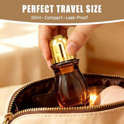 4 Pack Rose Quartz Roller Bottles for Essential Oils, 50ml Refillable Amber Glass Roll On Bottles with Natural Crystal Roller Balls, Leak-Proof Travel Perfume Bottle with Gold Caps - size: 4 Pack