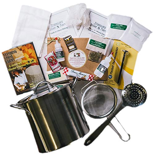 Standing Stone Farms Complete Cheese Making Kit - Includes our Award Winning Ultimate Kit plus Equipment ~ Makes Hard & Soft Cheese ~ Detailed Recipes Included.