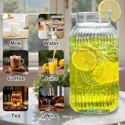 WELLIFE 64oz Mason Jars, 3 Pack Large Mason Jars Wide Mouth for Pickling, Canning, Fermenting and Food Storage, Microwave & Dishwasher Safe - color: Clear Sunflower Mason Jars 64oz-3Pcs