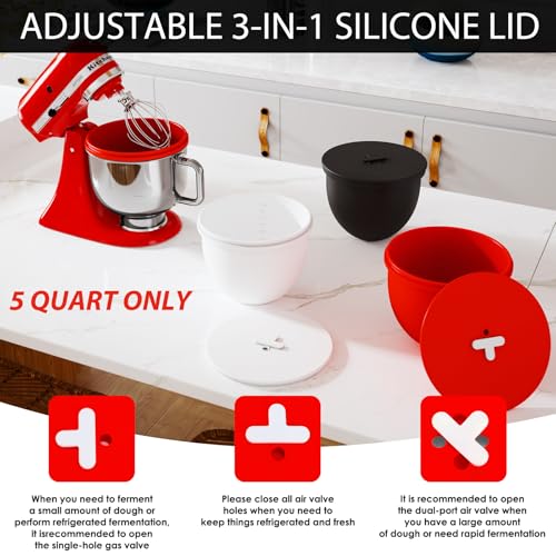 Silicone Bowl Liners for KitchenAid 5 Qt Tilt-Head Stand Mixers with Lids, Extra-Thick Food Grade Silicone, Dishwasher Safe, Scratch & Noise Reduction, Not for Bowl-Lift Models (Red) - color: Red