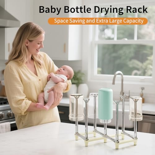 Marbrasse Retractable Cup Drying Rack, Drinking Glass and Sports Bottle Drainer Stand, Plastic Bag Dryer with Non-Slip Bottom for Kitchen Countertop, 2p - White - color: 2p-white