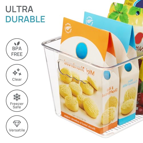 Vtopmart 6 Pack Clear Storage Bins, Pantry Cabinet Organizer Bins with Handle for Pantry Organizer and Storage, Plastic Bins for Fridge, Cabinet, Kitchen, Countertops, Cupboard, Freezer, Medium - size: M(10"×6"×5")