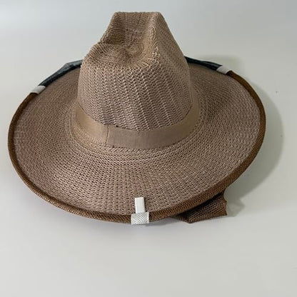 Beekeeper Cowboy Hat with Protective Bee Veil, Beekeeping Head Protection, Straw Style
