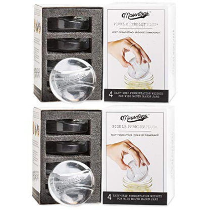 Masontops Pickle Pebble Glass Infinity Weights for Fermenting - Pickling Weight Set - Wide Mouth Mason Jar Fermentation - size: Wide Mouth 8PK