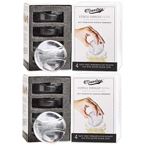 Masontops Pickle Pebble Glass Infinity Weights for Fermenting - Pickling Weight Set - Wide Mouth Mason Jar Fermentation - size: Wide Mouth 8PK