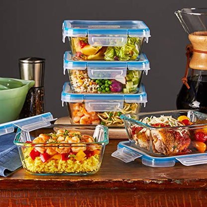 Snapware Glass Total Solutions (5-Pack, 4 Cup) Food Storage Containers Set, Airtight & Leakproof Plastic Locking BPA-Free Lids, Freezer Dishwasher Microwave Safe - size: 10 PIECE, style: 4 Cup