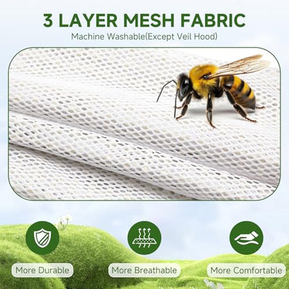 Upgraded Bee Suit for Men & Women Sting Proof, Thickened Ventilated Beekeeper Suit with Gloves & Round Veil, Full Protection Beekeeping Suits(XXL 5'11"-6'3") - size: Thickened XXL