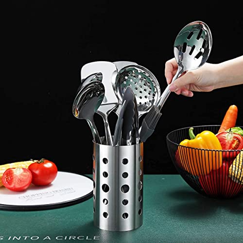 Stainless Steel Cooking Utensils Set, Berglander 13 Pieces Kitchen Utensils Set, Kitchen Tools Set With Utensil Holder Non-Stick And Heat Resistant,Dishwasher Safe, Easy to Clean (13 Packs) - size: A. 13 Pieces