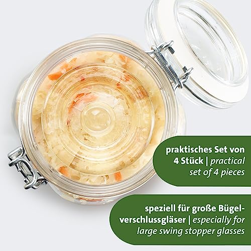 Westmark Fermentation Weights - Fermentation Set of 4 Fermentation Weights for Fermentation, Glass Weights in Two Sizes, Accessories for Fermentation - Glass, Diameter 8 cm, Pack of 4 - size: Ø 8 cm