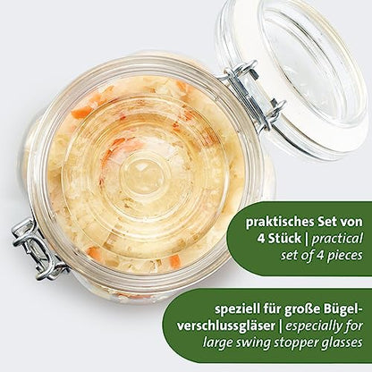 Westmark Fermentation Weights - Fermentation Set of 4 Fermentation Weights for Fermentation, Glass Weights in Two Sizes, Accessories for Fermentation - Glass, Diameter 8 cm, Pack of 4 - size: Ø 8 cm