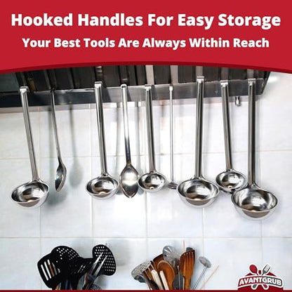 Super Sturdy, Ergonomic 4 Oz. Soup Ladle 1 Pk. Stainless Steel Ladles with Long Handles. Best Kitchen Accessories for Stirring, Portioning and Serving Soups, Chili and Stew in Restaurants and at Home - size: 4oz