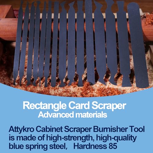 15PCS Cabinet Card Scrapers, High-Strength Blue Spring Steel Woodworking Tools for Engraving, Deburring, Polishing & Contour Sanding - size: Set A
