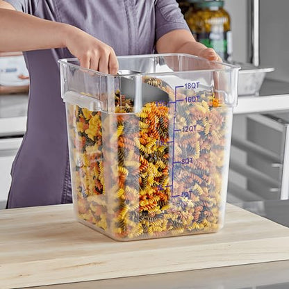 4 Pack 18QT Square Food Storage Containers with Lids | Clear NSF polycarbonate containers with scale, label and measuring cup, stackable for prep, storage, freezer. Dishwasher safe - color: 18Qt