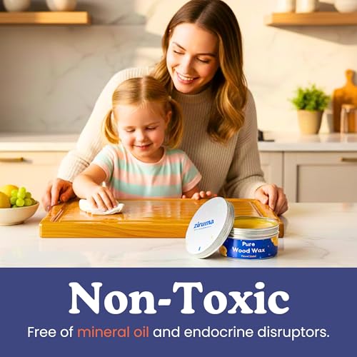 Non-Toxic Wood Wax, Mineral Oil Free, Made of Beeswax & Natural Oils, 7 oz | Petroleum-free. Food-safe. Restores wood. Protects from moisture & stains. Beeswax, flaxseed & lemon oil. For wood surfaces.