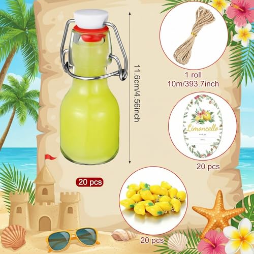 20 Sets Mini Limoncello Bottles Small Swing Top Glass Bottles Tiny Jar for Table Centerpieces Beverages Homemade Christmas Baby Shower Wedding Party Favors for Guests(2oz,Christmas) - size: 2oz, style: Christmas
