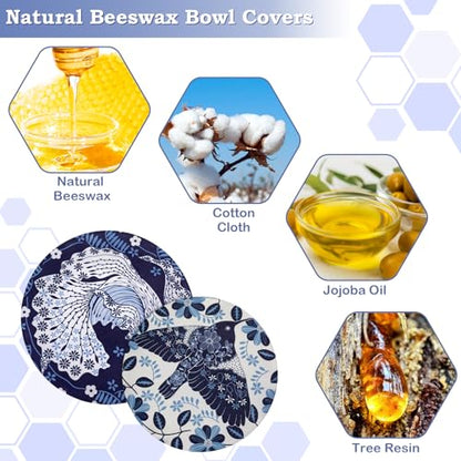 2 Large Reusable Beeswax Bowl Covers for Bread Proofing, 10/12 Inch Elastic Beeswax Wraps Cotton Cloth Sourdough Bowl Covers for Proofing Baskets, Mixer Bowls, Food Storage Containers - color: Tropical Fish