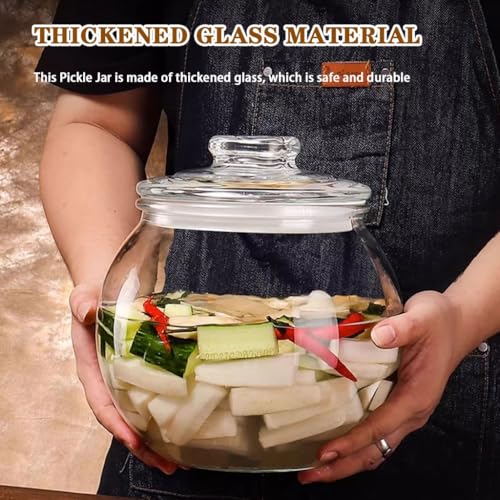 Large-Caliber Portable Fermentation Tank, Thickened Transparent Glass Kimchi Jar, Oval Sealed Pickling Crock, Storage Container(2.5kg/88.2oz) - size: 2.5kg/88.2oz