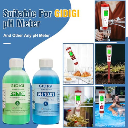 pH Meter Food Digital Electronic pH Tester for Fermentation 3 * 50ml pH Buffer Calibration Solution Kits Hot Sauce Food Tester Probe for Cheese Sourdough pH Temperature pH Test Strips for Acidity