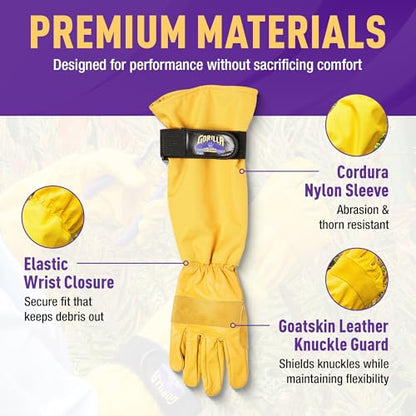 GORILLA EASY CONNECT Gardening Gloves Lightweight Tough Heavy Duty Long Sleeve Leather Pruning Gloves with Adjustable Strap - size: X-Large (Pack of 1)
