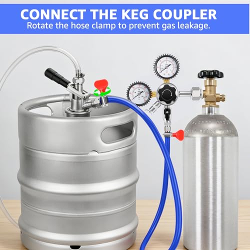 25Ft Beer Co2 Gas Line, ID 5/16'' Blue Keg Gas Lines Kegerator Hose Food Grade Keg Co2 Line with Hose Clamps for Draft Beer Home Brewing - size: 25FT
