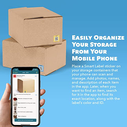 Smart Labels QR Code Stickers with AI Photo Analysis App - Auto-Creates Item Descriptions - No Typing - Made in USA - QR Code Labels for Storage & Inventory Tracking, Organization & Moving, Pack of 48 - style: Original