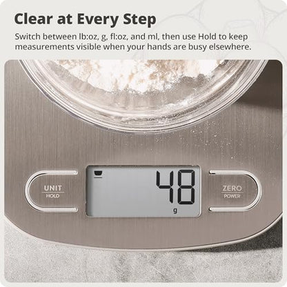 Greater Goods Food Scale – Digital Kitchen Scale, 1g Precision, Easy-Tare & Quick Conversion, Slim Compact Design, Durable & Portable | Ideal for Cooking, Baking & Meal Prep (Stainless Steel) - color: Stainless Steel