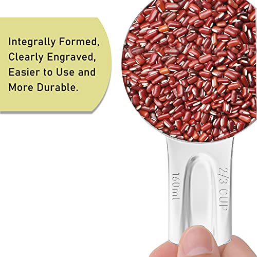 1PCS 2/3Cup (160ml, 5.3oz) Single Measuring Cup, Stainless Steel Measure Scoop, Metric and US Measurement, Dishwasher Safe - size: 2/3cup|160ml|5.3oz